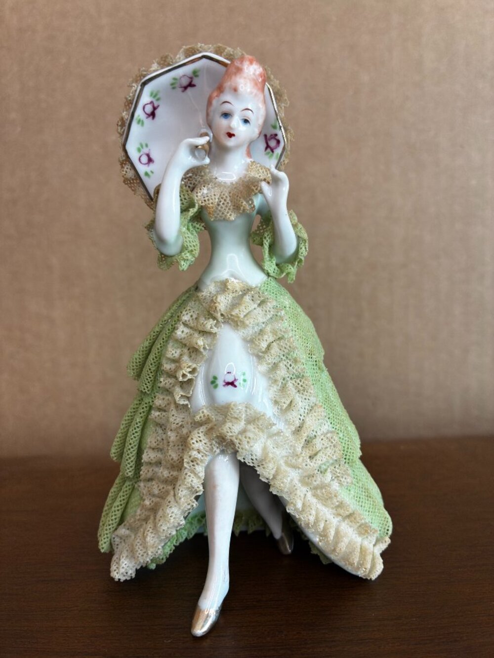 Porcelain Lace Parasol Figurine